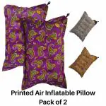 PM Square's Air Inflatable Travel Printed Pillow Pack of 2 for Train, Bus, Camping, Hostel