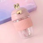 Niya Trendz Rabbit Shape Glass Travel Coffee Cup and Juice Mug with Lid & Straw, Anti-Slip Silicone Band, Leak-Proof Travel Cup Sipper Bottle for Hot & Cold Drinks (Multicolor) 350ml (1 PCS)