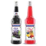 Manama Kala Khatta Syrup and Mix Fruit Syrup | 750ML Each | Mixer for Mocktails, Cocktails, Drinks, Juices, Beverages | Pack of 2