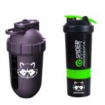 MAPACHE Spider shaker and bullet shaker combo(pack of 2) for maximum hydration for sports,cycling and fitness, spider shaker 750ml with capsule shaker 700ml compartments shaker for protein (Style 6)