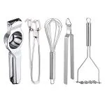 DreamBasket Lemon Squeezer & Pakkad & Egg Whisk & Roti Chimta & Potato Masher for Kitchen