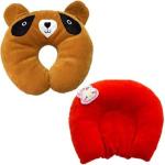Chinmay Kids Combo of New Born Baby Soft Head Support Pillow with Mustard Seeds & Baby Soft Neck Support Pillow for Head Shaping (0-12 Months, Pack of 2) (Brown- Red)