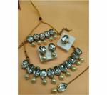 Gyaan Jewels Handmade Gold Plated Alloy Necklace, Maang Tikka, Earring and Bracelet Set Gold (Women, Girls, Baby Girls) (Pack of 1) Free Size