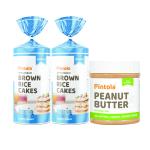 Pintola Combo of Organic Wholegrain Brown Rice Cakes - All Natural (Lightly Salted, Pack of 2) (130 g x 2) & Pintola All Natural Peanut Butter (Crunchy) (350g)