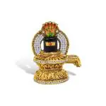 Adhvik Lord Shiv/mahadev/bhole Baba (Mini St-635 Shivling) Golden Antique Metal God Stand for Home Décor/car Dashboard/mandir Pooja Murti/temple Puja/office Table Showpiece