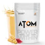 AS-IT-IS ATOM Whey Protein 1kg with Digestive Enzymes | USA Labdoor Certified for Accuracy & Purity | Kesar Kulfi Flavor | 27g protein | 5.7g BCAA 