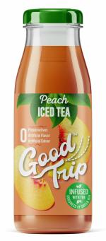 GOODTRIP Refreshing Brewed Black & Green Iced Tea pack of 6 Glass Bottles-Peach
