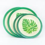 Red Butler Bamboo Fiber Dinner Plates - 4-Piece Set | 2x10-Inch & 2X 8-Inch Plates | Leaf Design | Natural Bamboo & Corn Powder | Eco-Friendly, Unbreakable, Dishwasher-Safe