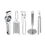 DreamBasket Lemon Squeezer & Cheese Grater & Pakkad & Potato Masher & Roti Chimta for Kitchen