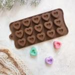 BAKEMO Silicone chocolate Mold| 15 cavity Dual heart Choco mold| dual heart shape chocolate mold| valentine day celebration Choco mold| Making Molds Silicone Candy Jelly Ice Tray Molds for special l day mold pack of 1