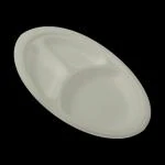 Klassic Bagasse White 100% Compostable Heavy Duty Plates 3 Compartment Eco-Friendly Disposable Bagasse Plate, Made of Natural Sugarcane Fibers - Biodegradable Paper Plates (Round, 10 Inch, Pack of 100)