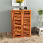 Wopno Furniture Sheesham Wood Multipurpose Shoe Rack Cabinet for Home | Solid Wood Shoe Cabinet Storage(Honey)