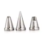 HAZEL Cake Nozzle Set of 3 | Nozzle Set For Cake |Cake Decorating Nozzle Set | Piping Bag Nozzle, (N2 Round Shape, N8 Closed Star Shape, N15 Ruffles Shape) Silver