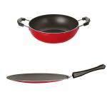 Nirlon 2 pcs of Red and Black Non-stick Aluminium Kitchenware Combo Set, Standard
