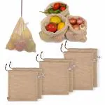 SUPPLY STREETS FASHION 100% cotton set of 6 fridge bag | Eco-friendly natural vegetables bags for fridge storage & mesh net vegetable bag fridge | Multi-purpose Eco-friendly cotton mesh bag