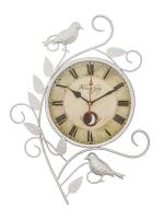 Chronikle Silver Metal Antique Small Bird Theme Home Roman Figure Wall Clock With Sweep Movement
