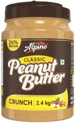 Alpino Classic Peanut Butter Crunch 2.4 KG | 24 G Protein | High Protein Peanut Butter Crunchy | Gluten-Free | Vegan