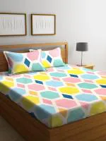 KLOTTHE 210 TC Cotton King Size Double Bed Sheet with 2 Pillow Covers