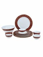 LaOpala Sovrana Anassa Red Opalware Dinner Set 19 pcs