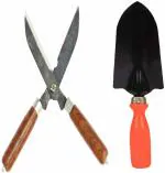 Green India Gardening Tool Set pack of 2 Pcs contains Heavy Duty Hedge Shear Cutter / Grasss Cutter with Comfort Grip & Hand Shovel Garden Tool Kit (2 Tools)