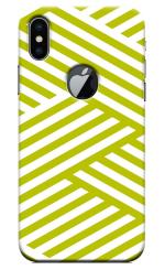 MobiEra Apple iPhone X Logo Cut Zip Zap Green Design Plastic Hard Case Cover