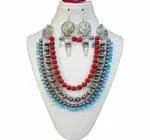 JAYA VISION ENTERPRISES Metal & Glass Beaded 3 Line Fancy Necklace