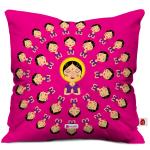 Indigifts Diwali Gift Items Traditional Indian Woman Pink Cushion Cover 16x16 inches - Diwali Gift Items, Diwali Decoration Items, Deepavali Decoration, Dipawli Gifts, Deepawali Greetings