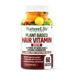 Nature Life Nutrition Plant Based Hair Vitamin with Biotin, Vitamin A, B3, B5, B6, B7, B9, B12, D3, E & minerals | 60 Veg Capsules