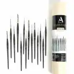 ArtRight Fine Detailing Mini Liner Paintbrush Set of 14 - Fine Lining Miniature Paint Brushes Set with Brush Holder for Oil, Watercolor & Acrylic Painting