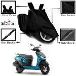 Aashtik Mart Yamaha Alpha BS6 Motorcycle Bike Scooty Cover Black Colour Water Resistant - UV Protection & Dust Proof Imported Fabric Quality,Sun Protection,Weather Bike - Scooty Two Wheeler Body CoverYamaha Alpha BS6