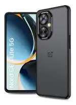 Golden Sand for OnePlus Nord CE 3 Lite 5G - Rugged Frosted Semi Transparent PC Shock Proof Slim Back Case for OnePlus Nord CE 3 Lite 5G, Black