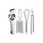 DreamBasket Lemon Squeezer & Cheese Grater & Egg Whisk & Roti Chimta for Kitchen