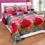 ALL M@LL 140 TC Polycotton Double Floral Flat Bedsheet (Pack of 3, Multicolor)
