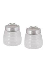 Homies Transparent Glass Spiral Mason Jar with Handle Lid, 900ml Set of 2