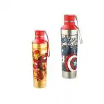 Jayco Ironman and Captain America Round Plastic Water Bottle (pack of 2)