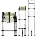 Inditradition 19 Feet Foldable Aluminium Frame, Ultra Stable, Compact Telescoping Ladder (5.8 m, Silver)