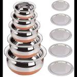 5 PCS Cooking and Serving Copper Bottom Handi Set with LID