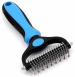 Wolblix Pet Grooming Brush, Dematting Undercoat Rake Comb, Double Sided Shedding, to Remove Mats, Knots and Tangles Gently