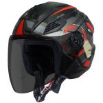 Steelbird SBA-6 7Wings Gravity Open Face ABS ISI Certified Helmet (Medium 580 MM, Matt Black Red with Smoke Visor)