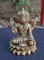 Kalarambh Bharat Haat Yellow Brass Brahma Murti 5 cm x 5 cm x 7.5 cm