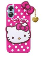 Fastship Silicone soft Hello Kitty with Pendant Case proper fit Back Cove for OPPO A17K - Pink