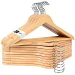 ROCKFIELD Natural Wood, Household Wooden Dress Shirt Hanger, Bridal Wedding Dress Hanger, 360 Rotating Hook, Smooth and Natural with Non-Slip notches, Used for Camisole, Jacket, Suit (Natural, 20)