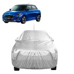 Auto Hub Maruti Swift 2024 Car Cover with Mirror & Antenna Pockets and Soft Cotton Lining,Waterproof Car Body Cover, Metallic Silver