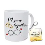 blinkNshop Happy Anniversary Mug - White 325 ML || Return Gift for Wedding/Couple/Marriage/Birthday 1st Marriage Love (Ceramic)