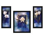 ArtX Multicolor Flower Lotus Wall Art Painting (Set Of 3) 13.5 X 22.5