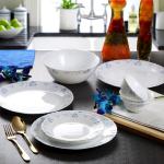 cello Pack of 33 Opalware Cello Imperial Dainty Blue Dinner Set of 33 pcs Dinner Set (White, Blue)