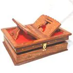 Santarms Handmade Brown Wooden Holy Books Stand (10 X 24 X 32 Cm)