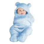 OYO BABY Cotton Hooded Baby Blanket Wrapper for New Born Babies Blue