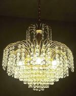SHRI MAHAL ANTIQUES Round Incandescent Chandelier CL 1715 Glass Crystal Big size Jhhomar with Triple LED Bulb
