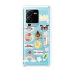 Emble Label Good Vibes Soft Silicone Case For Vivo V25 Pro ( TPU | Soft , Vivo V25 Pro | Multicolor )